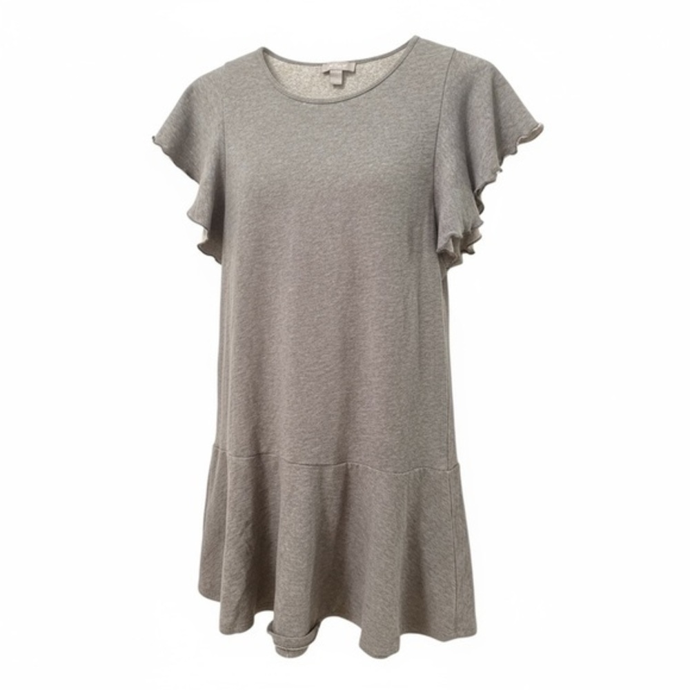 Lord & Taylor Gray Dress Sweatshirt Ruffle Bottom - Ruffle Cap Sleeve Sz M AS